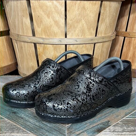 Dansko XP Black Silver Patent Slip-Resistant Professional Clogs Womens 11 EU 41 - Picture 3 of 12